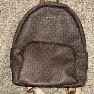 Michael Kors Brown MK Logo Backpack with Gold-Tone Hardware